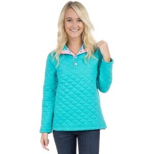 Lauren James Turquoise and Pink Quilted Sweatshirt